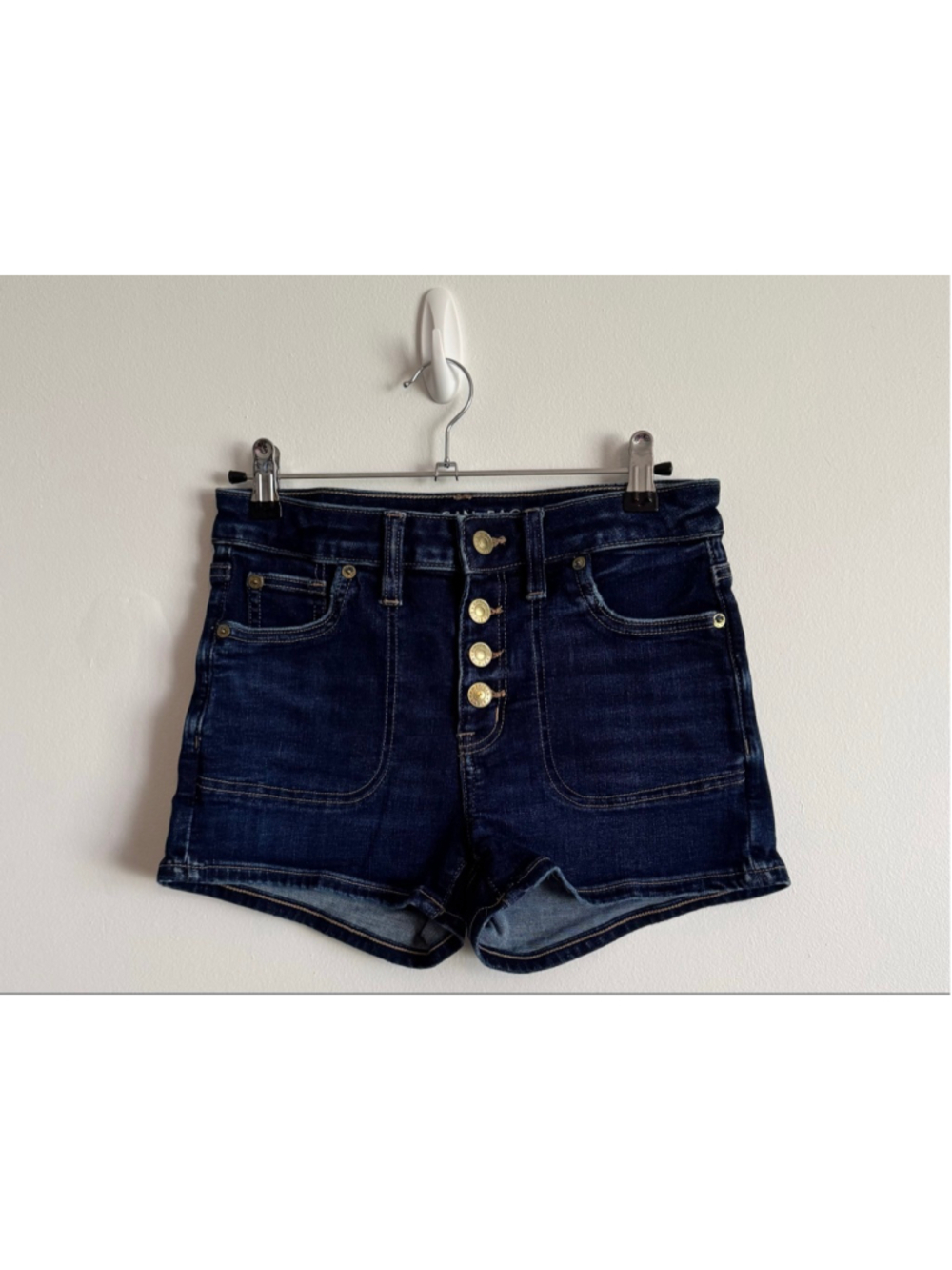 Women's American Eagle Blue High-Rise Shortie Jean Shorts Size 0